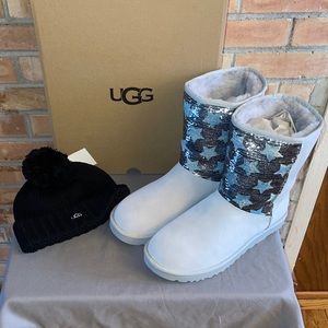 NWT UGG Sequin Star Boots and Hat!
